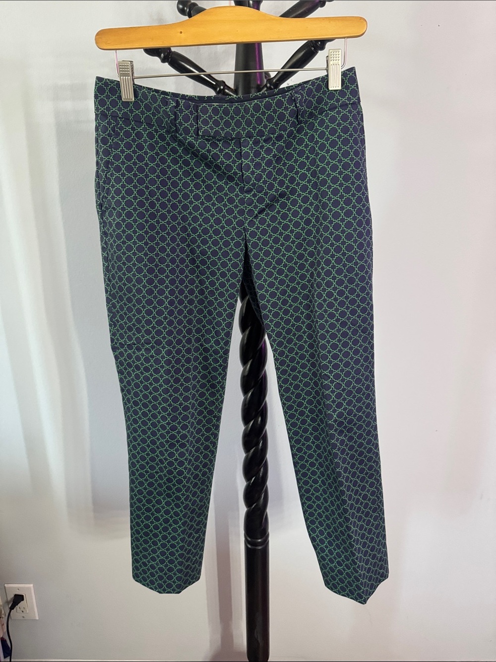 Banana Republic Navy with Green Geometric Pattern Chinos 17.1.M.1